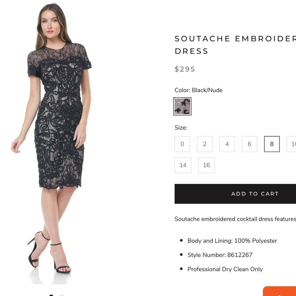 JS Collections Black and Nude Soutache Embroidered Dress